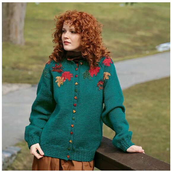 Handmade Sweaters - Handmade Autumn Leaves Cardigan